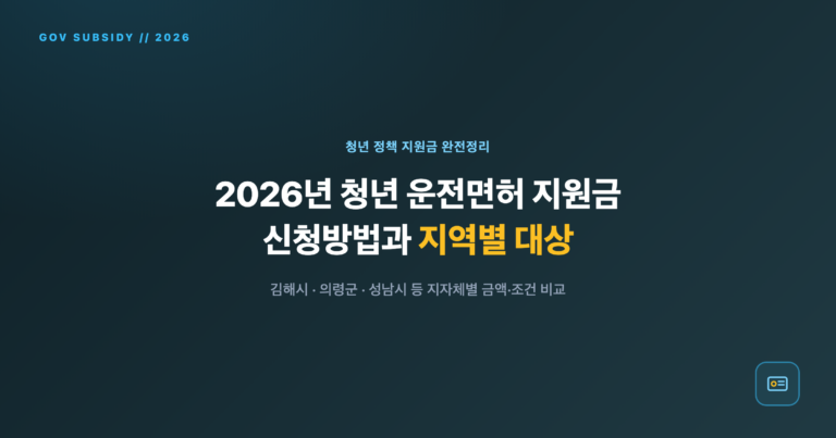 2026년 청년 운전면허 지원금 신청방법과 지역별 대상 대표 이미지